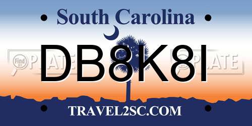 DB8K8I South Carolina License Plate
