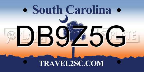 DB9Z5G South Carolina License Plate