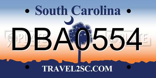 DBA0554 South Carolina License Plate