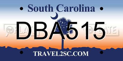 DBA515 South Carolina License Plate