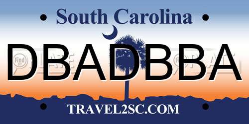DBADBBA South Carolina License Plate