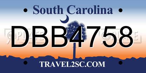 DBB4758 South Carolina License Plate