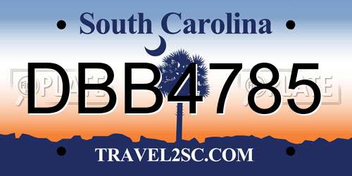 DBB4785 South Carolina License Plate