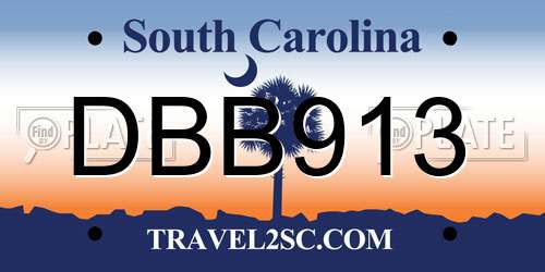 DBB913 South Carolina License Plate