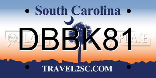 DBBK81 South Carolina License Plate