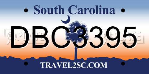 DBC3395 South Carolina License Plate