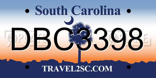 DBC3398 South Carolina License Plate