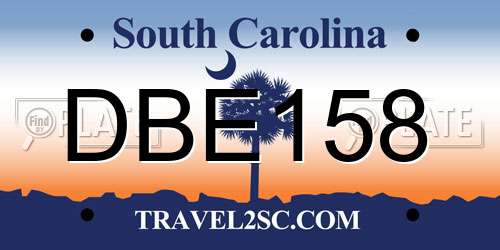 DBE158 South Carolina License Plate