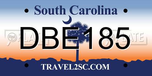DBE185 South Carolina License Plate