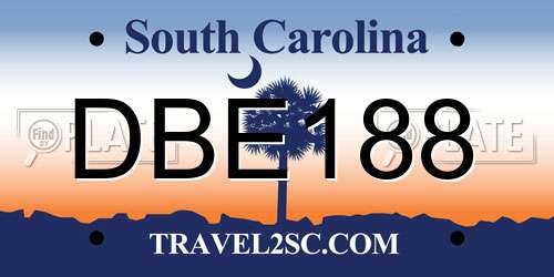 DBE188 South Carolina License Plate