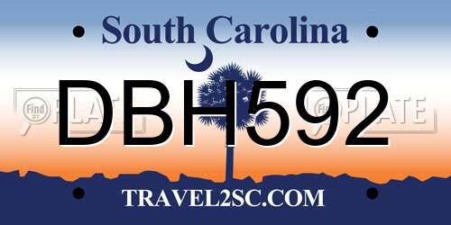DBH592 South Carolina License Plate