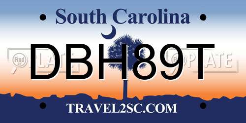 DBH89T South Carolina License Plate