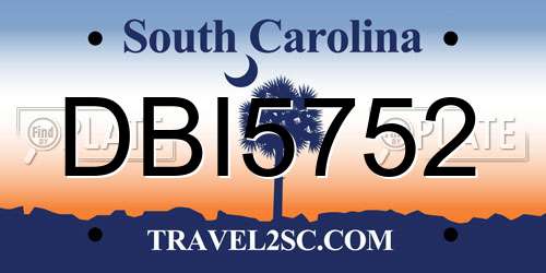 DBI5752 South Carolina License Plate