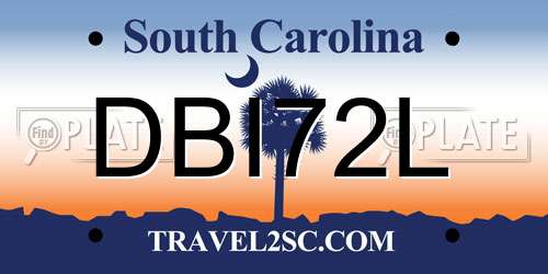 DBI72L South Carolina License Plate