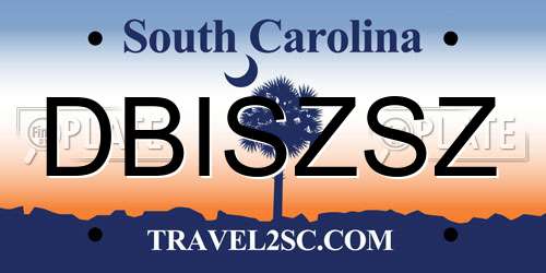DBISZSZ South Carolina License Plate
