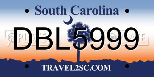 DBL5999 South Carolina License Plate
