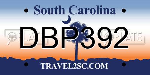 DBP392 South Carolina License Plate
