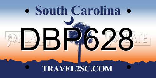 DBP628 South Carolina License Plate