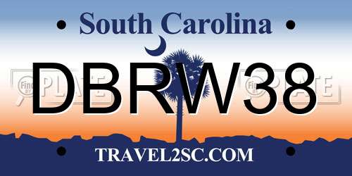 DBRW38 South Carolina License Plate