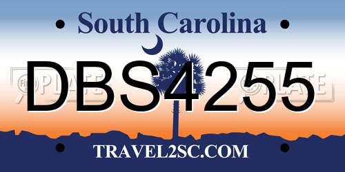 DBS4255 South Carolina License Plate