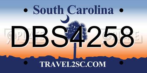 DBS4258 South Carolina License Plate