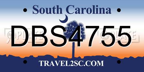 DBS4755 South Carolina License Plate