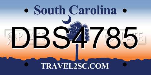 DBS4785 South Carolina License Plate