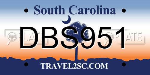 DBS951 South Carolina License Plate