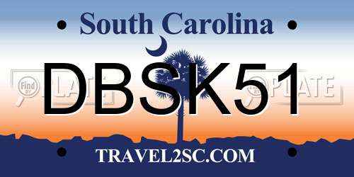 DBSK51 South Carolina License Plate