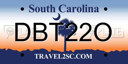 DBT22O South Carolina License Plate