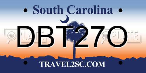 DBT27O South Carolina License Plate