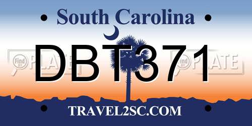 DBT371 South Carolina License Plate