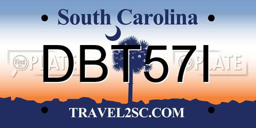 DBT57I South Carolina License Plate
