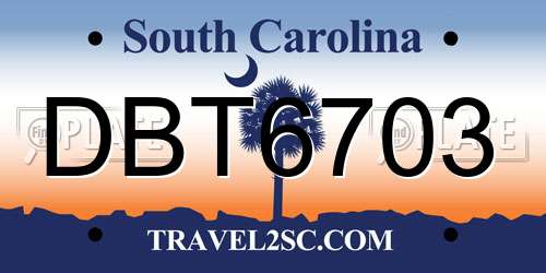 DBT6703 South Carolina License Plate