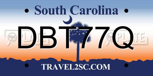 DBT77Q South Carolina License Plate