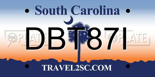 DBT87I South Carolina License Plate