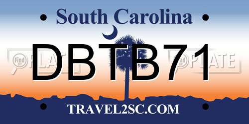 DBTB71 South Carolina License Plate