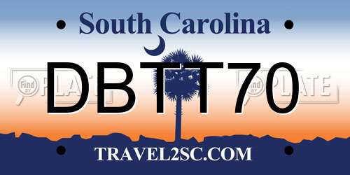 DBTT70 South Carolina License Plate