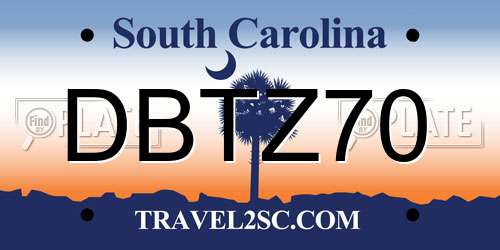 DBTZ70 South Carolina License Plate