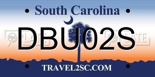 DBU02S South Carolina License Plate