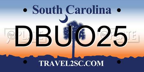 DBUO25 South Carolina License Plate