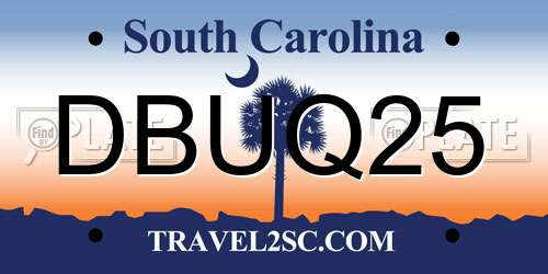 DBUQ25 South Carolina License Plate