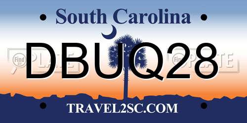 DBUQ28 South Carolina License Plate