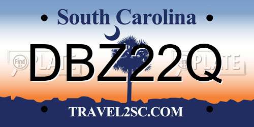 DBZ22Q South Carolina License Plate