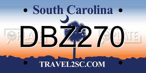 DBZ270 South Carolina License Plate