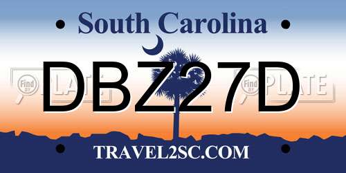 DBZ27D South Carolina License Plate
