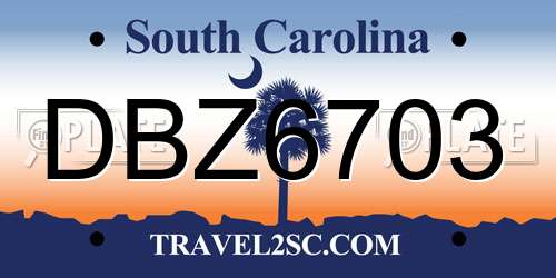 DBZ6703 South Carolina License Plate