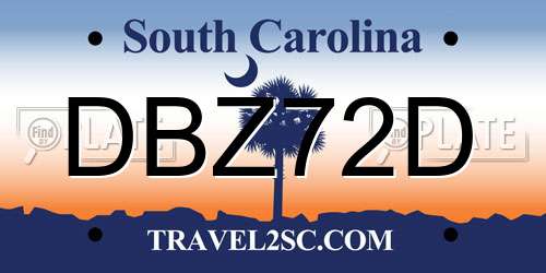 DBZ72D South Carolina License Plate