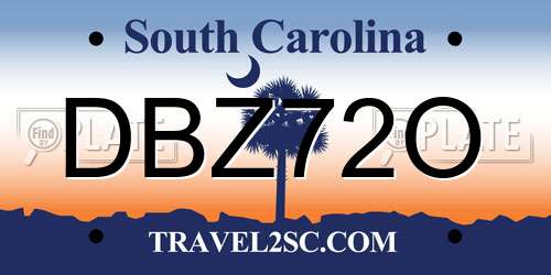 DBZ72O South Carolina License Plate
