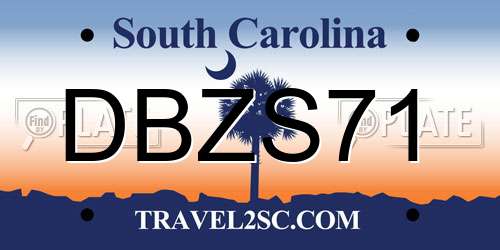 DBZS71 South Carolina License Plate
